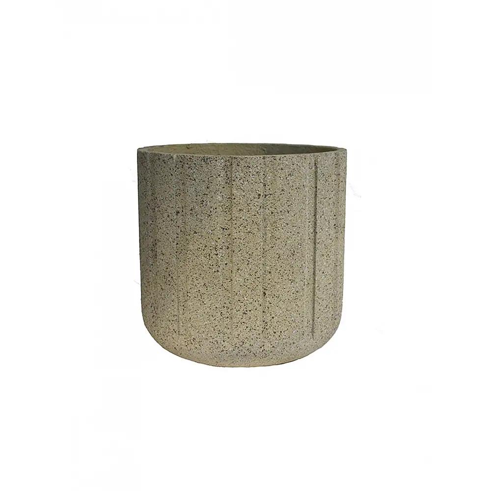 Γλάστρα κύλινδρος κεραμικό ribbed μπεζ χρ.  Φ31x31