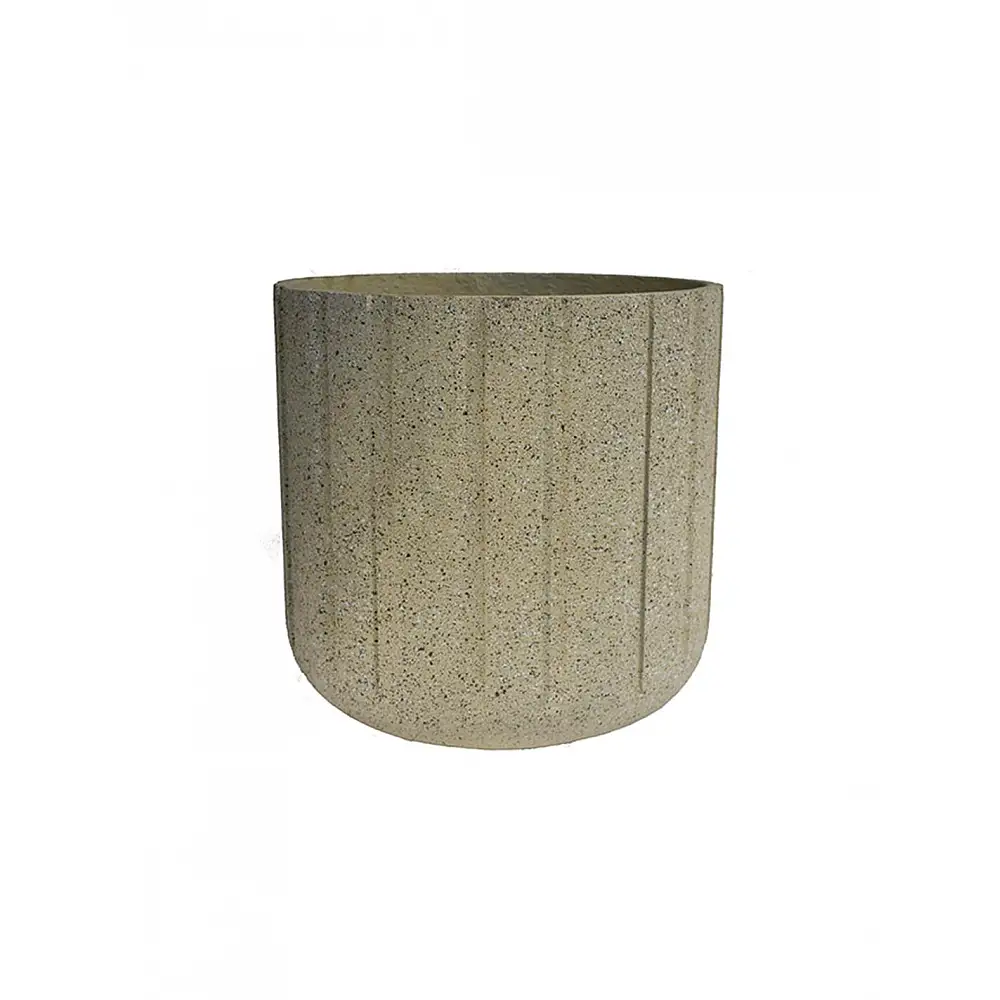 Γλάστρα κύλινδρος κεραμικό ribbed μπεζ χρ.  Φ37x37