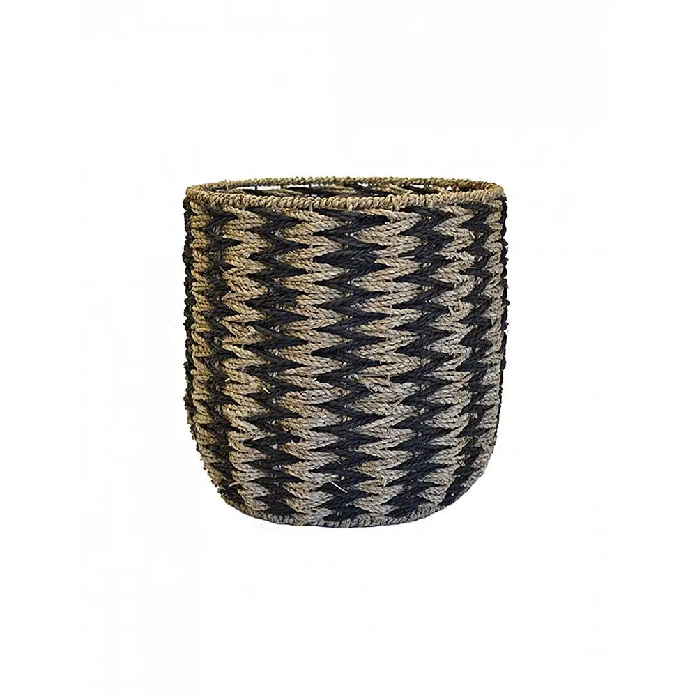 Καλάθι κασπώ ψάθινο rush μαύρο 35x35