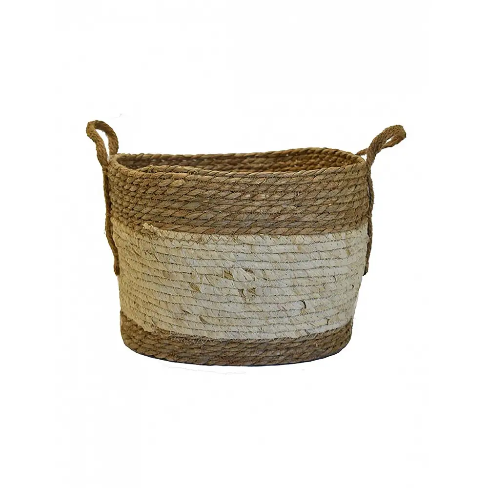 Καλάθι ψάθινο φυσικό εκρού φάσα 38x30x27