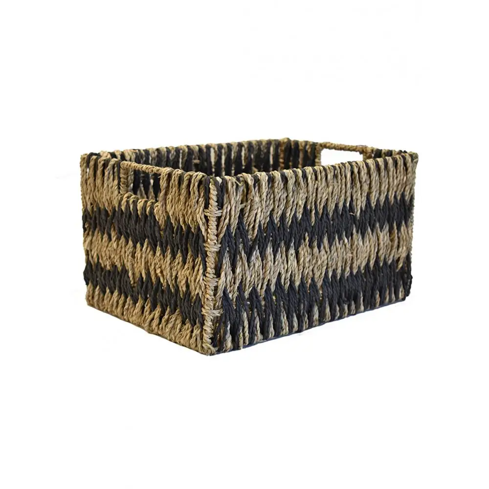 Καλάθι δίσκος ψάθινο rush μαύρο 37X27X20