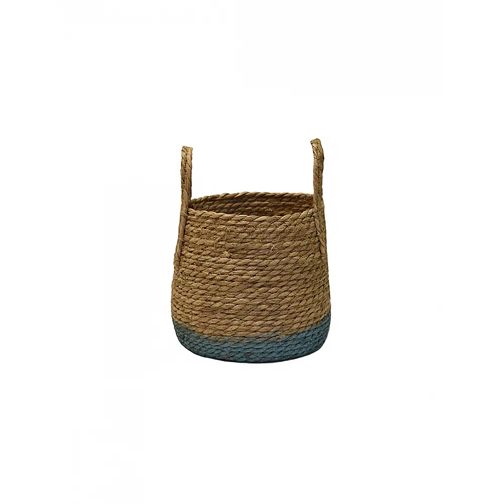 Καλάθι κασπώ ψάθινο rush μπλε 23x24