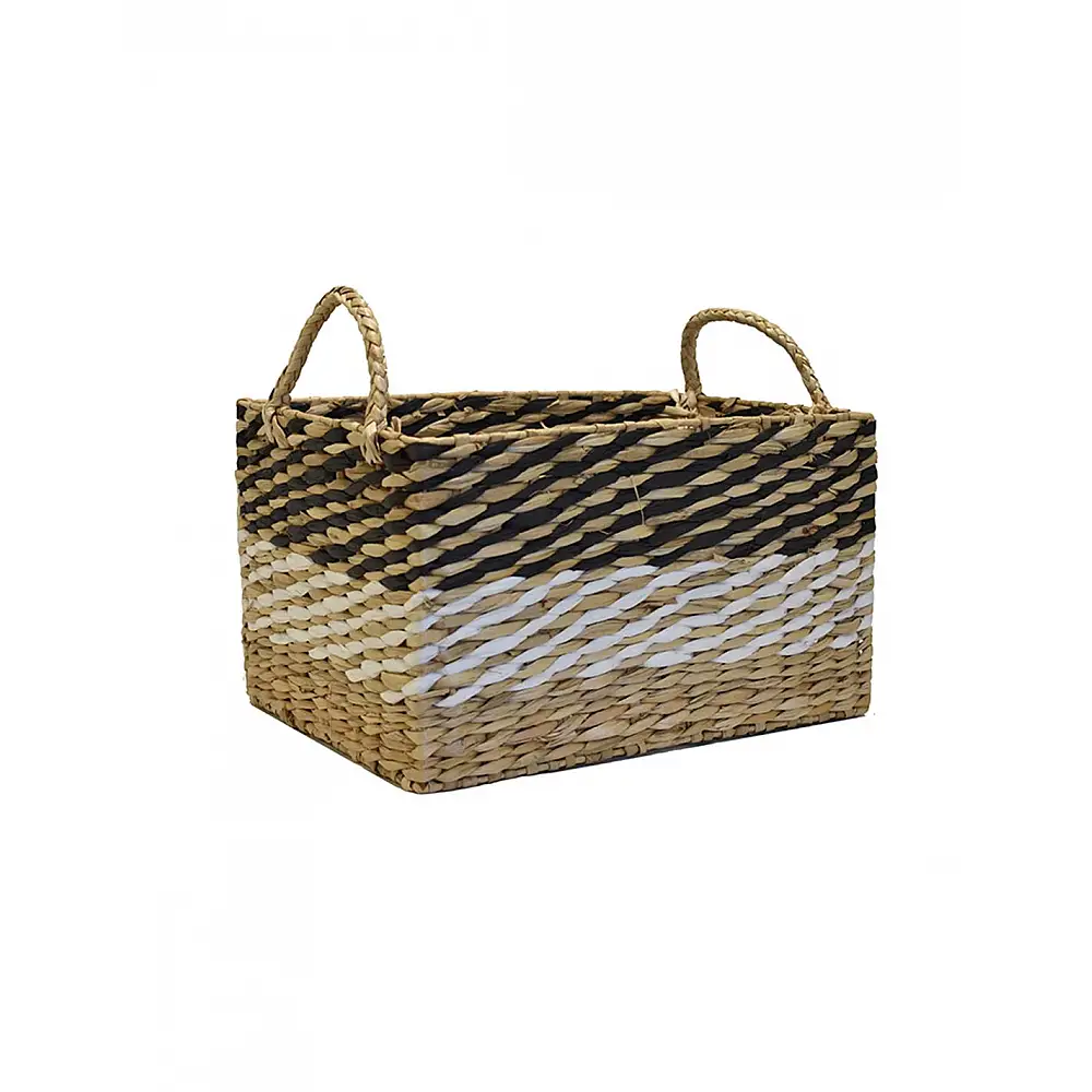 Καλάθι ψάθινο rush paper 3χρωμο παραλ/μο 38X26X22