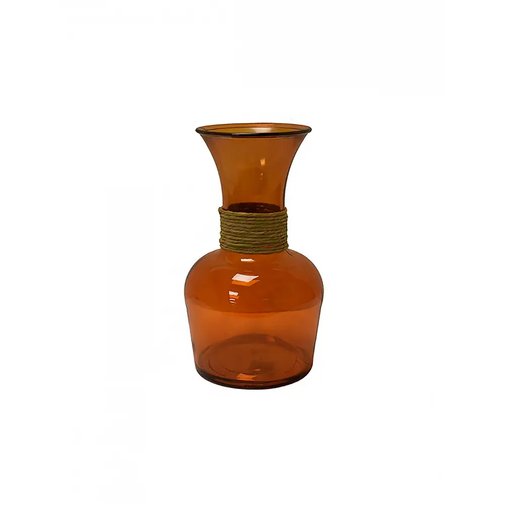 Βάζο με raffia Florero καφέ 19x33