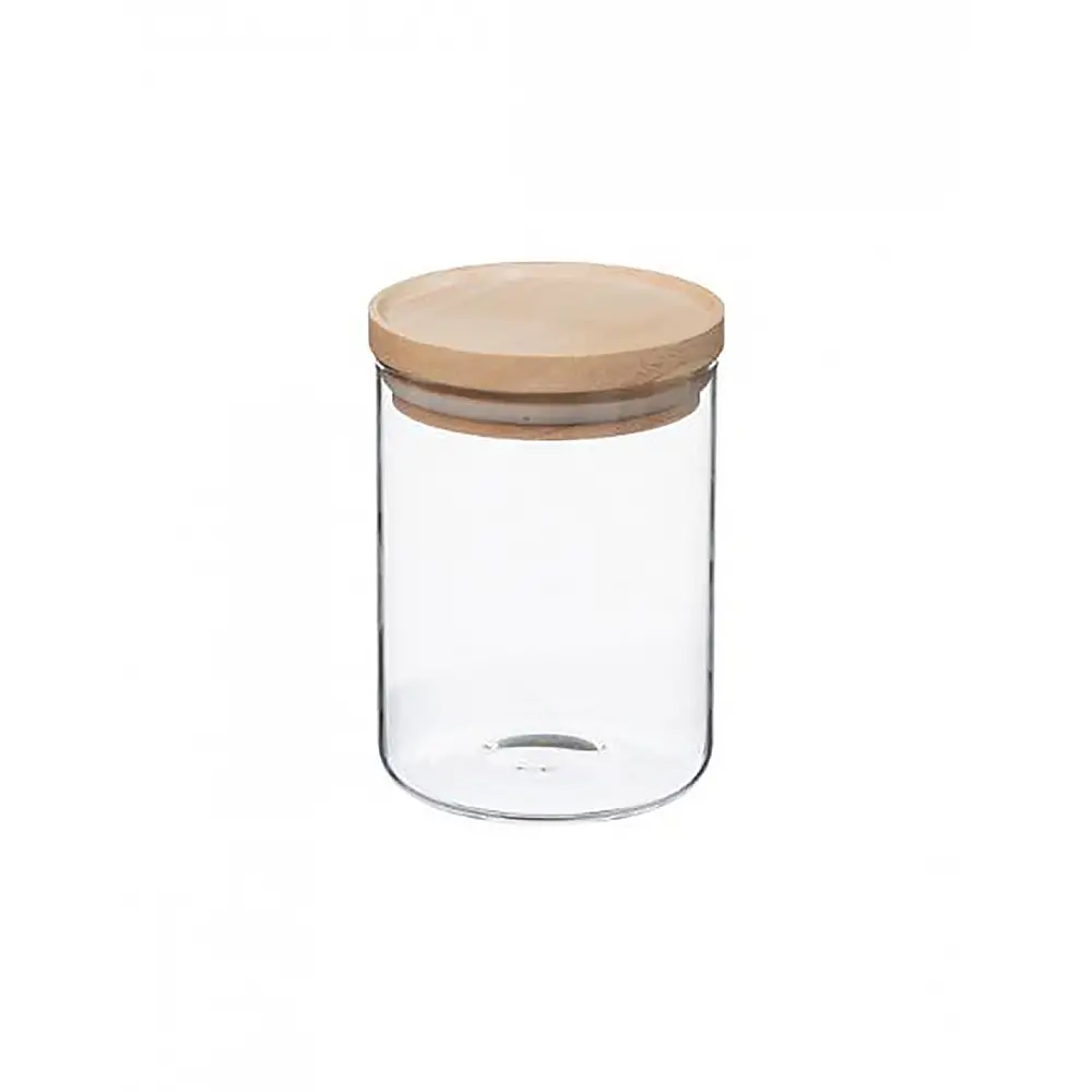 Βάζο γυάλινο αποθ. με ξύλινο καπάκι 10x14 ,600ml