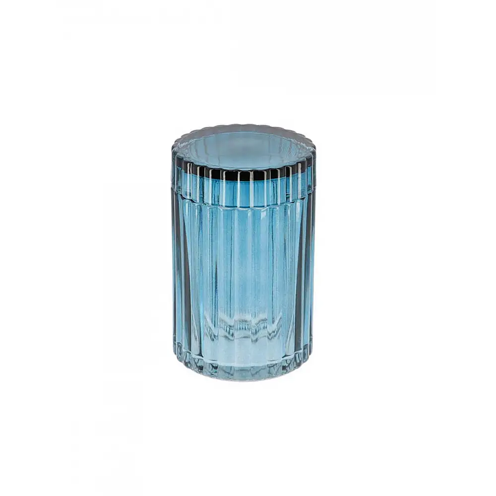 Δοχείο γυάλινο με καπάκι μπλε