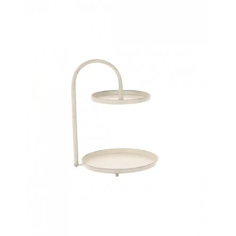 Δίσκος σερβιρίσματος 2οροφος μεταλλικό antique λευκό 24,5x32,5