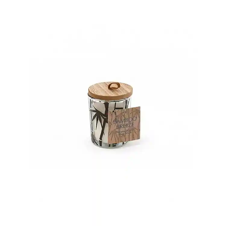 Ποτήρι με ξύλινο καπάκι και κερί σχέδιο/α bamboo 6x7