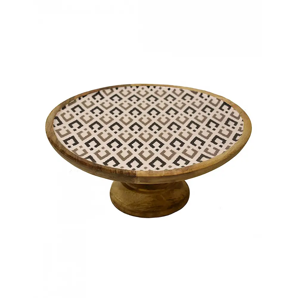 Πιατέλα σερβιρίσματος με πόδι  mango enamel patch μαύρο Φ30x13