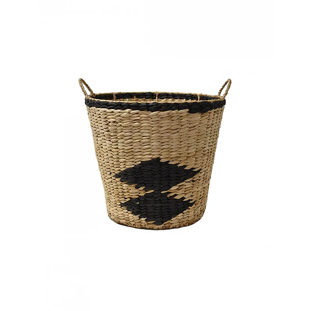 Καλάθι ψάθινο black rush Φ36x32