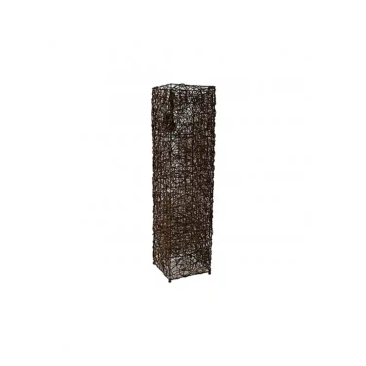 Φωτιστικό δαπέδου πλεκτό rattan καφέ 25εκ. x25εκ. x1Μ