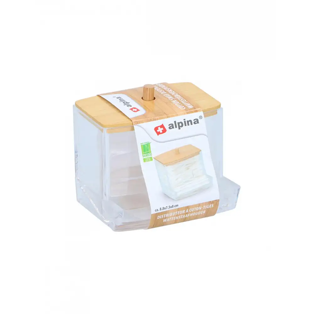 Κουτί plexiglass για μπατονέτες  με καπάκι bamboo 7x7,4x8