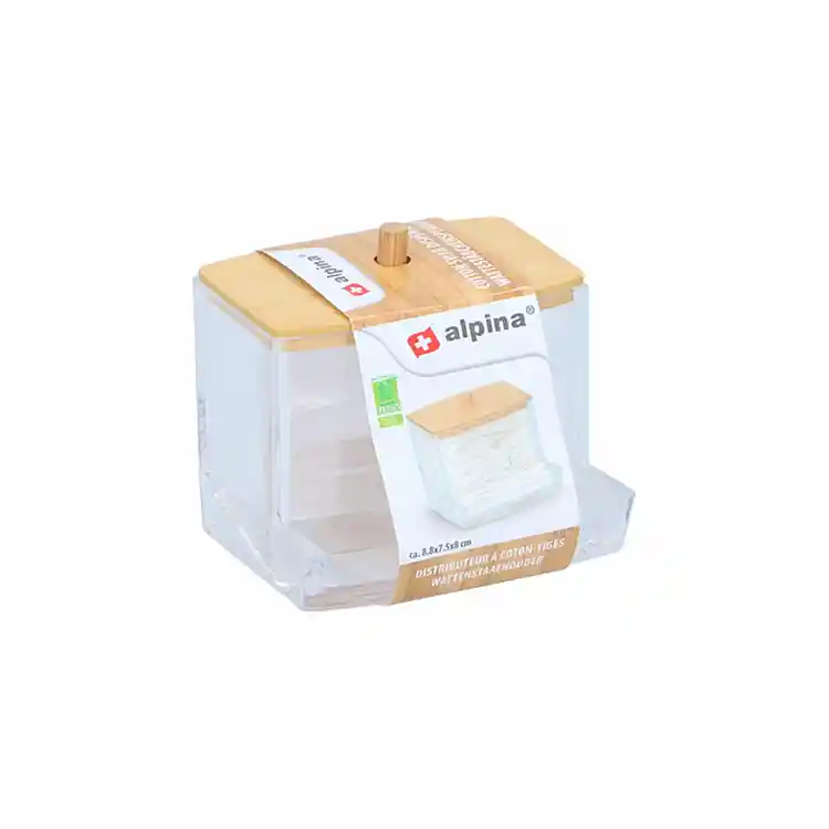 Κουτί plexiglass για μπατονέτες  με καπάκι bamboo 7x7,4x8