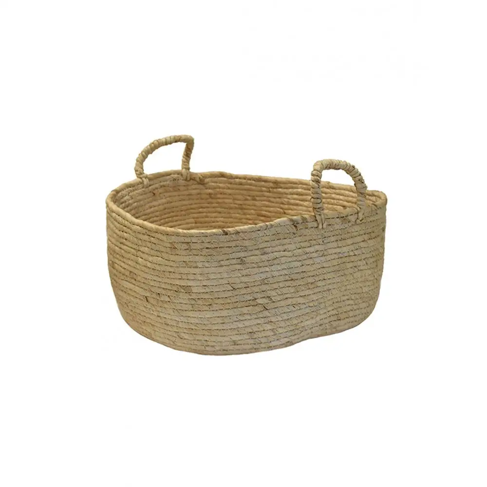 Καλάθι ψάθινο εκρού Φ37x19