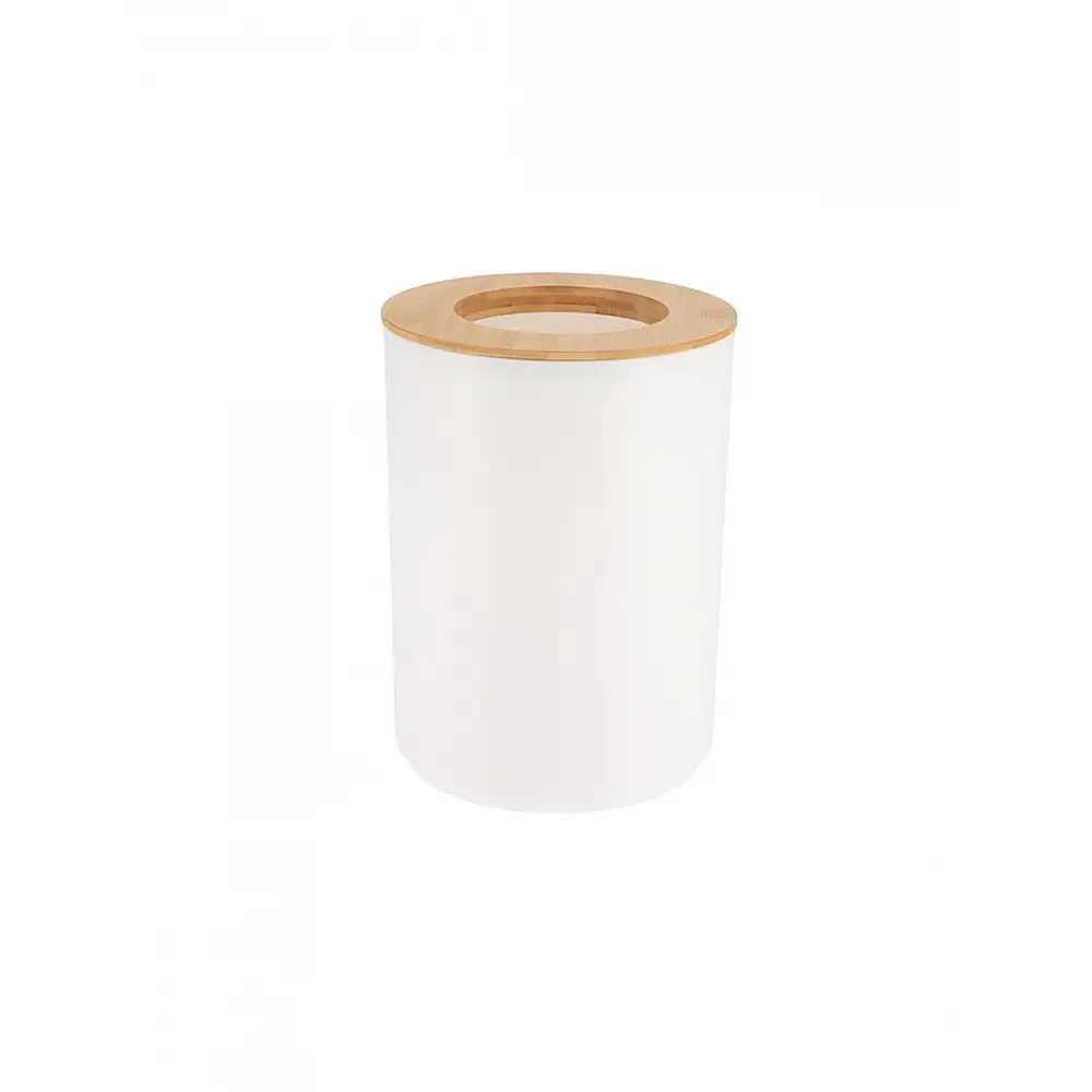 Κάδος απορριμμάτων πλαστικός λευκός  με bamboo 5LT