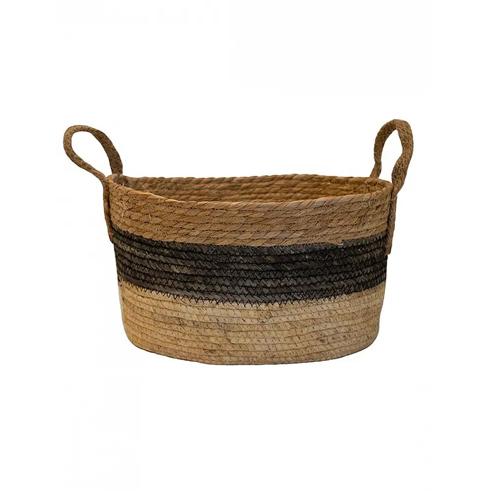 Καλάθι ψάθινο 3χρωμο οβάλ 34x27x18