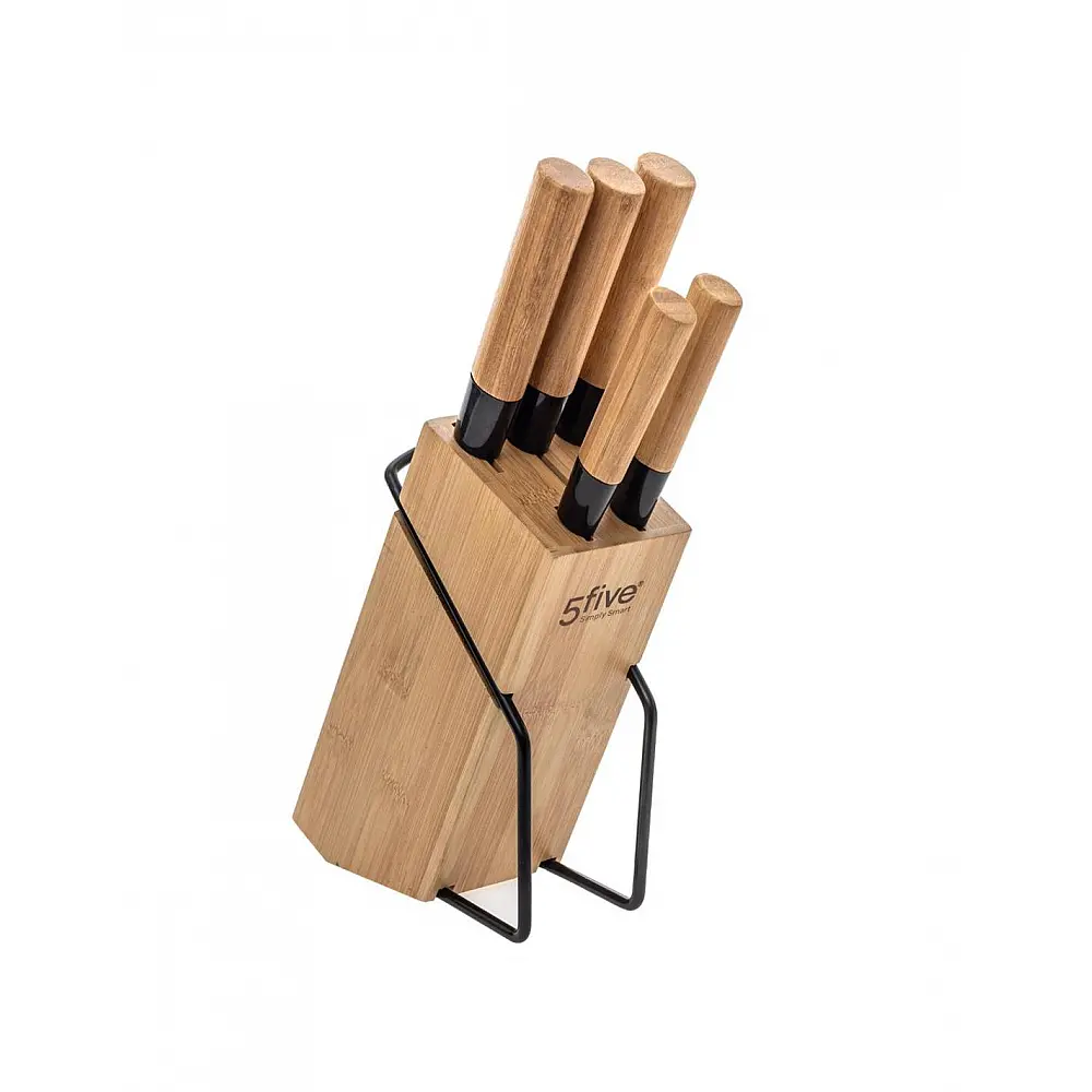 Μαχαίρια σ/5 σε βάση bamboo