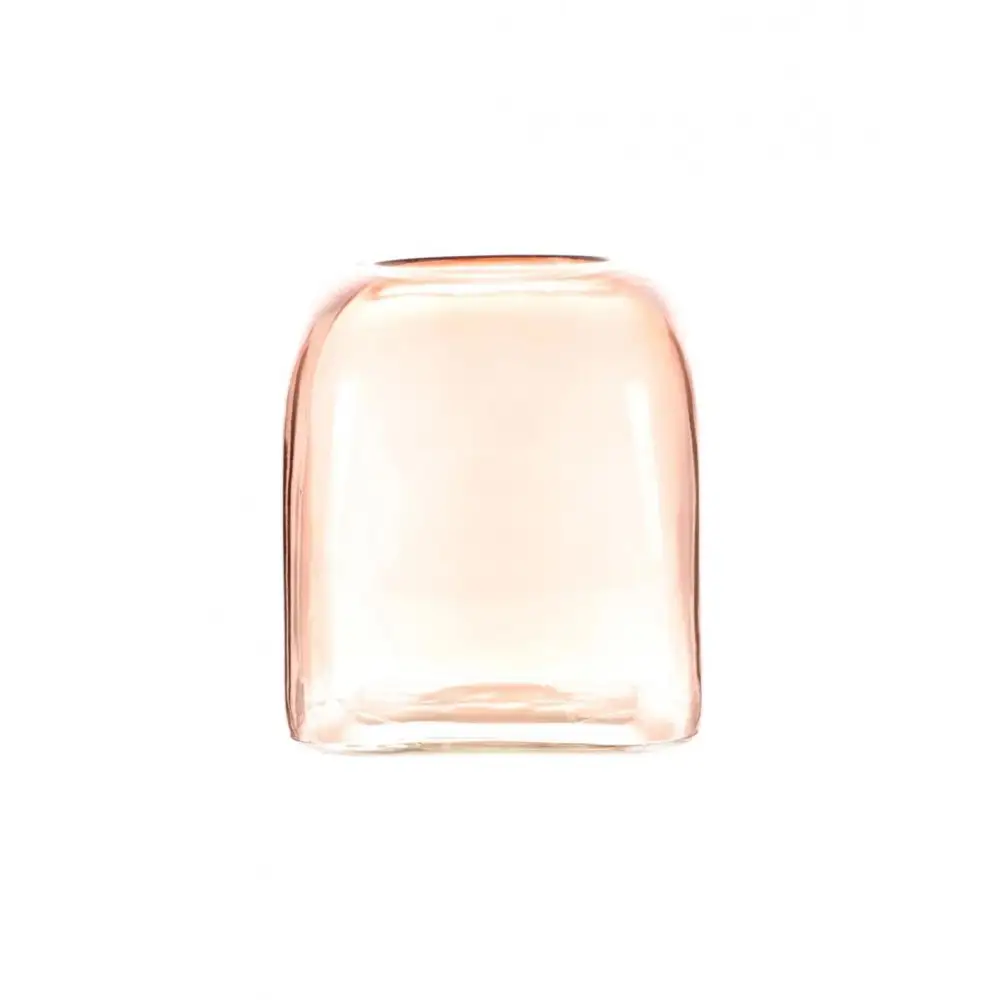 Βάζο γυάλινο τετράγωνο Lebes παλ. ροζ 16x16x18