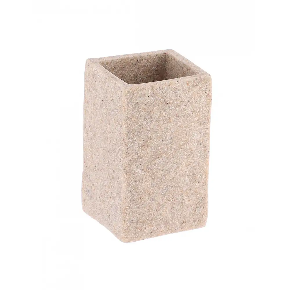 Ποτήρι μπάνιου polyresin τετράγωνο stone μπεζ