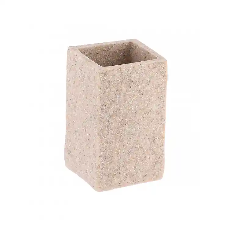 Ποτήρι μπάνιου polyresin τετράγωνο stone μπεζ