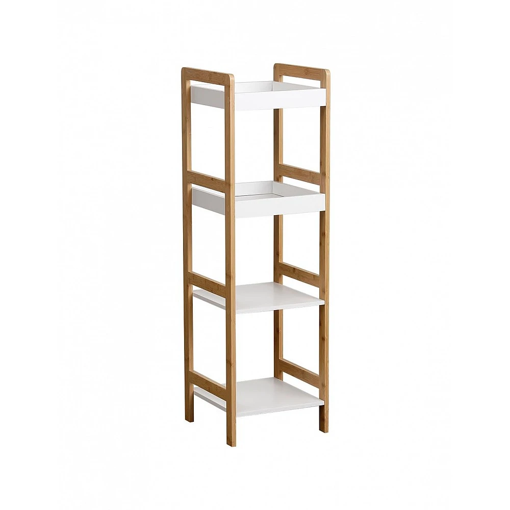 Ραφιέρα MDF λευκή με bamboo x4 33x33x110