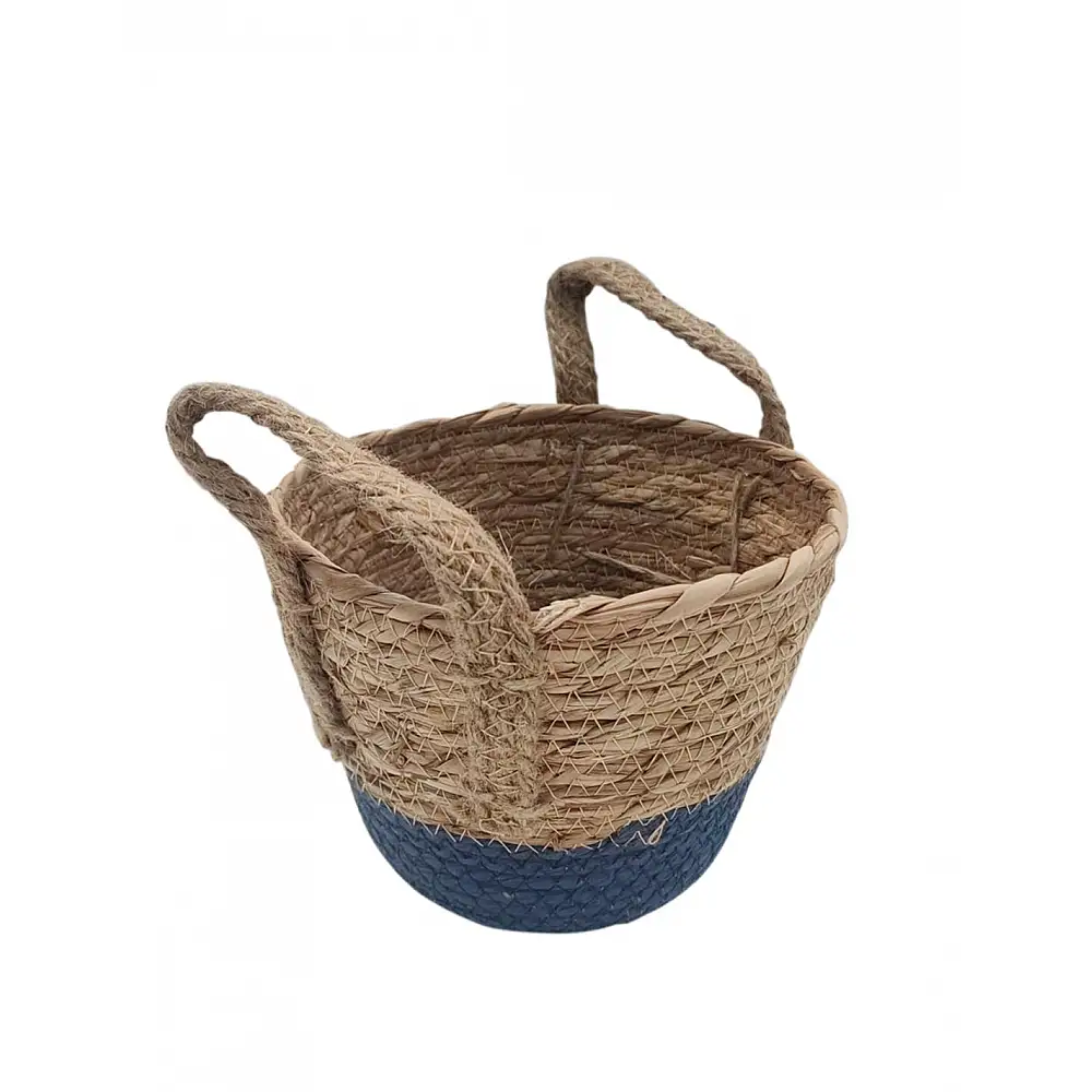 Καλάθι ψάθινο με βάση μπλε 17x13,5/15