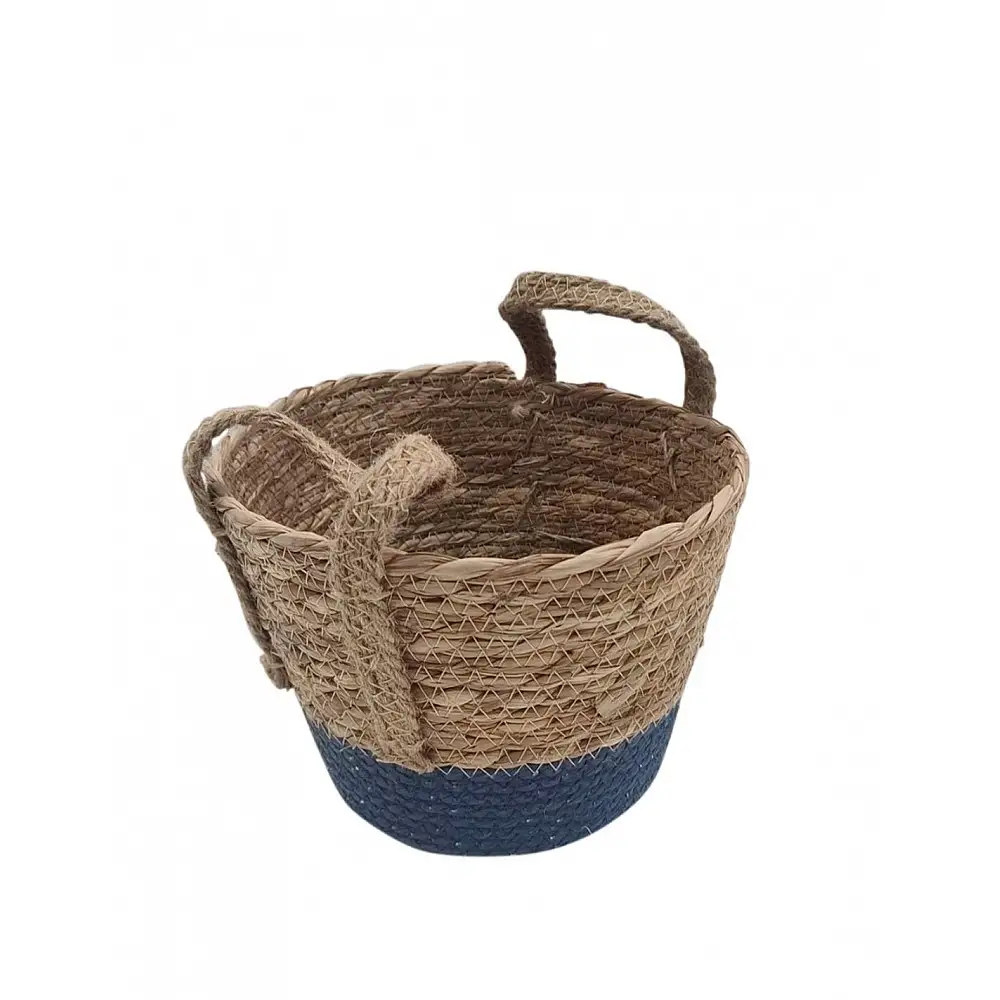 Καλάθι ψάθινο με βάση μπλε 21x16/23