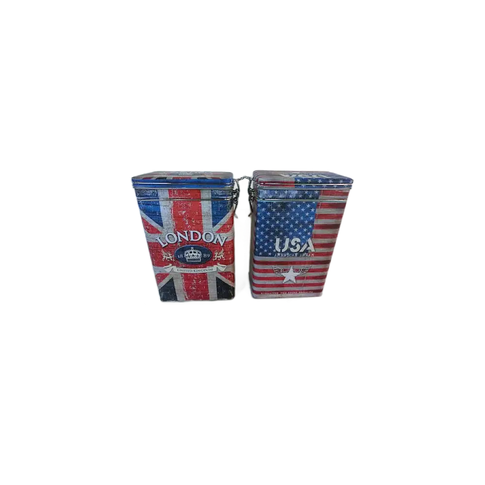 Δοχείο με κλιπ μεταλλικό USA/LONDON 12x8x19