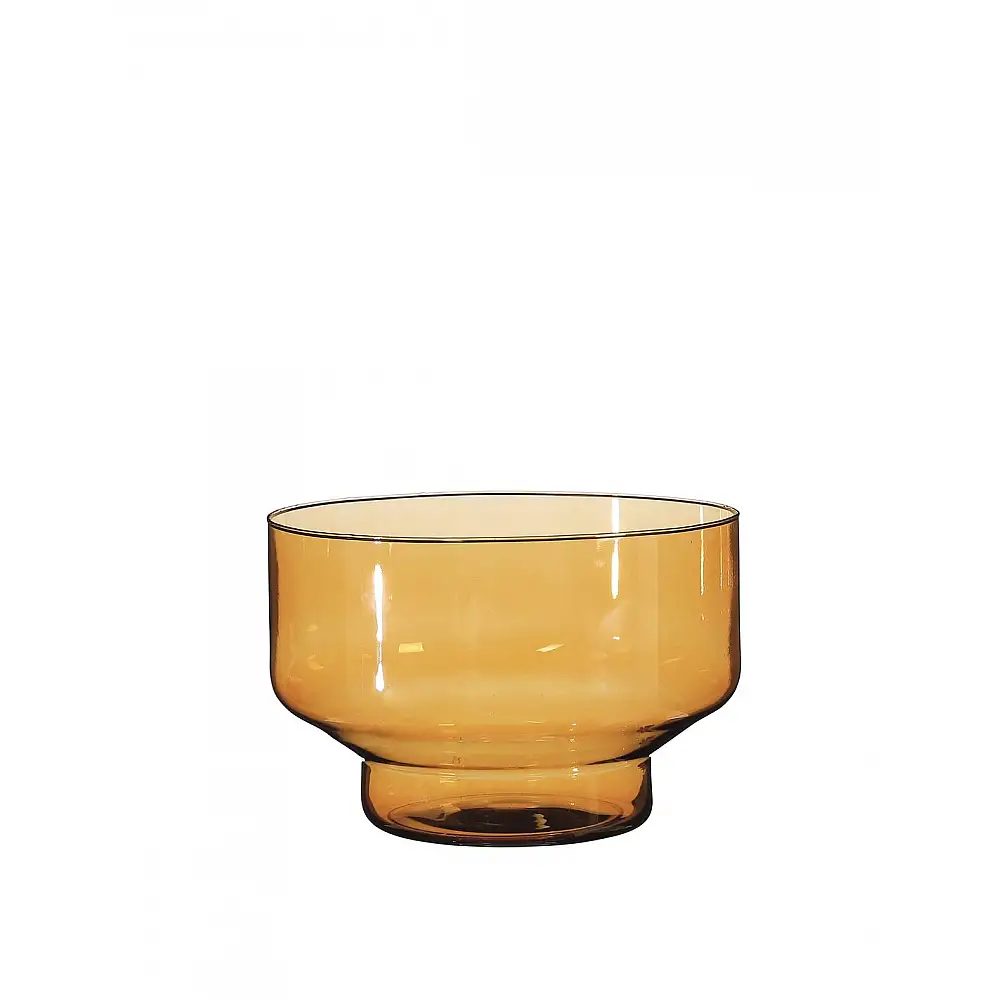 Μπωλ γυάλινο FALLON ανάγλυφο καφέ 29x20