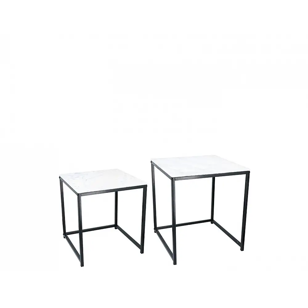 Τραπέζι marble λευκό με μεταλλικό πόδια σ/2 (45x45x52+40x40x45)