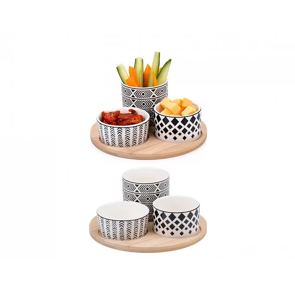 Σετ μπωλ σερβιρίσματος X3 σε βάση bamboo