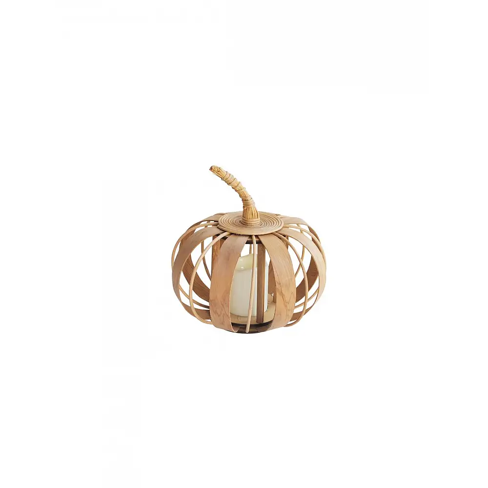 Φανάρι με κερί LED paulownia σχέδιο/α κολοκύθα Φ27Η27CM