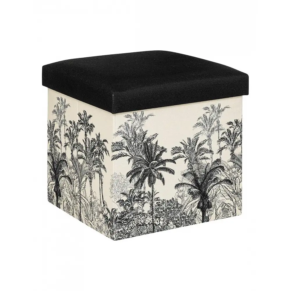 Σκαμπώ με αποθηκευτικό χώρο μαυρόασπρο 39x39x40