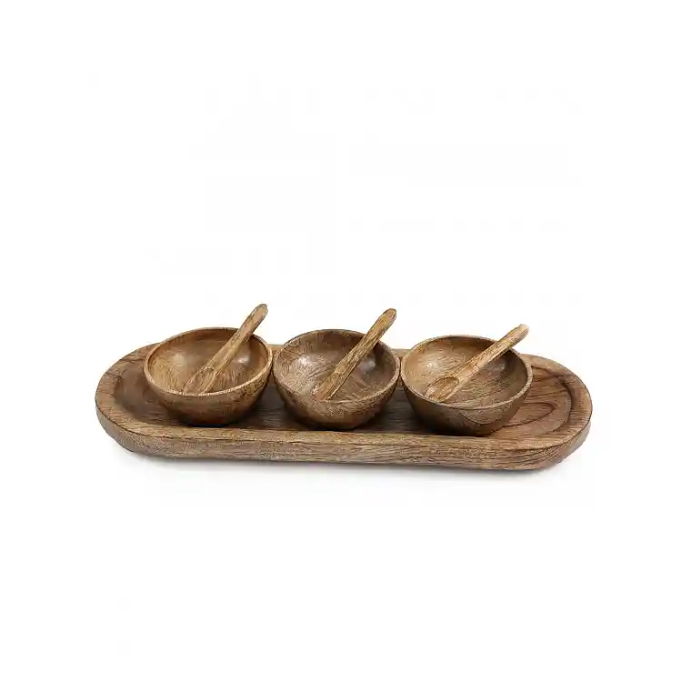 Μπωλ  mango με κουτάλι X3 σε βάση12,5X38CM