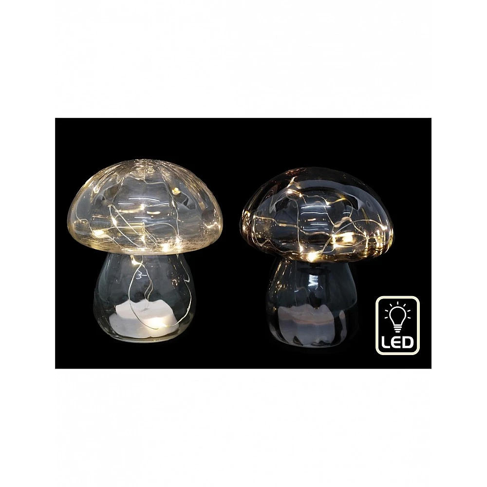 Μανιτάρι γυάλινο με LED 13,5X16cm