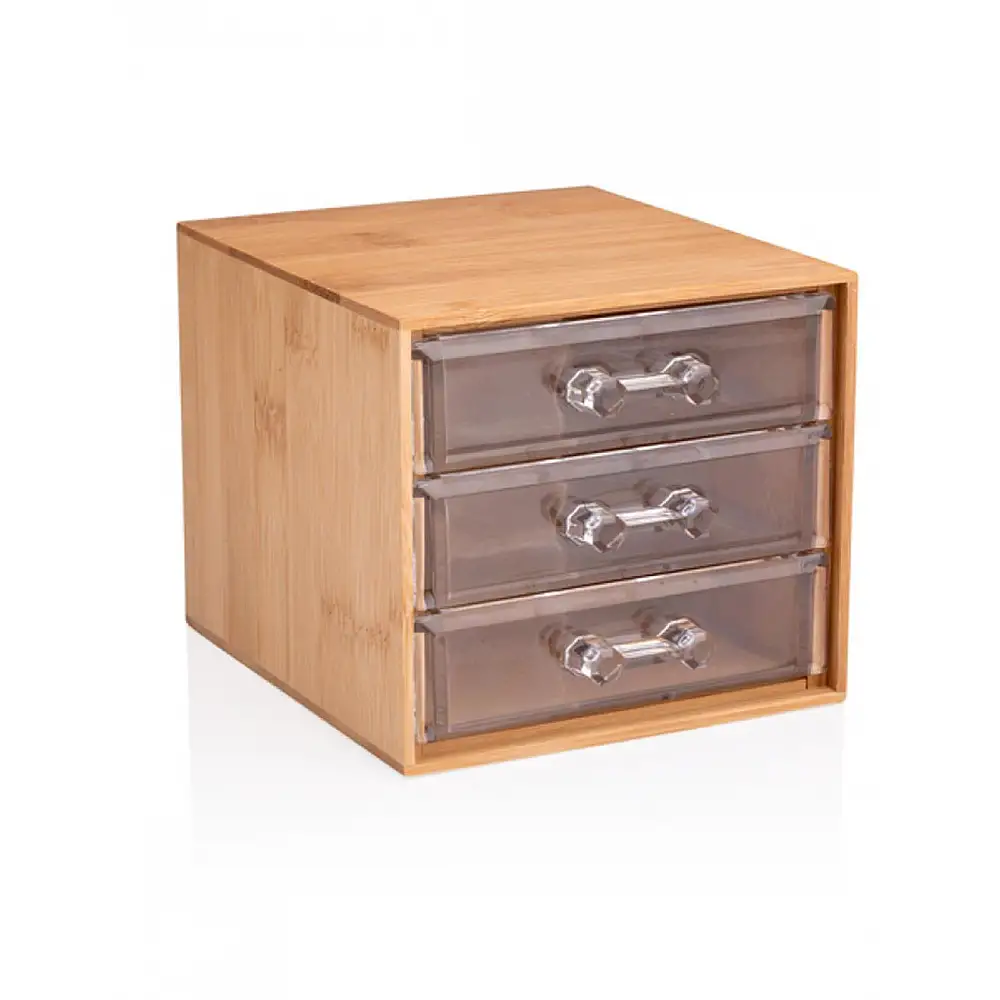 Κουτί αποθ.  bamboo/3συρτάρια 13,8x12,3x11cm