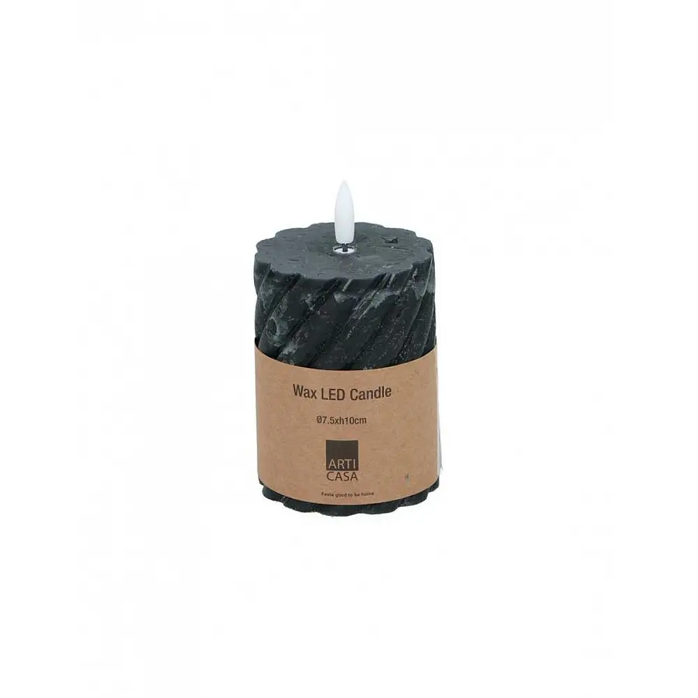 Κερί κορμός με LED  μαύρο Φ7 Η10cm