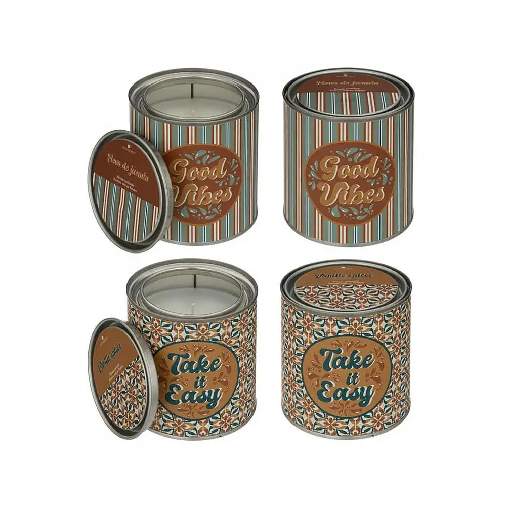 Δοχείο μεταλλικό με καπάκι και αρωματικό κερί 8,3x9