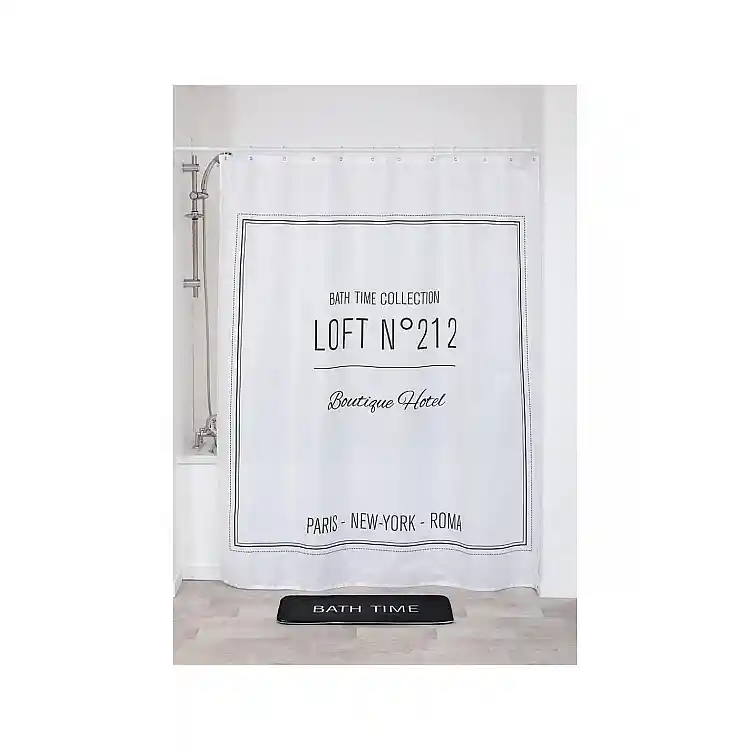 Κουρτίνα μπάνιου Polyester 180x200 retro λευκή