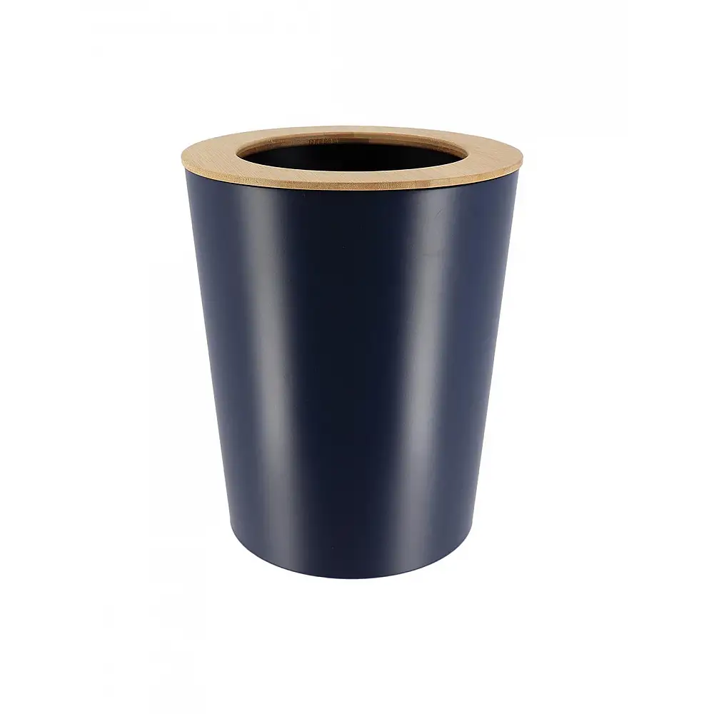 Κάδος αποριμμάτων μεταλλικό /καπάκι bamboo 5lt μπλε
