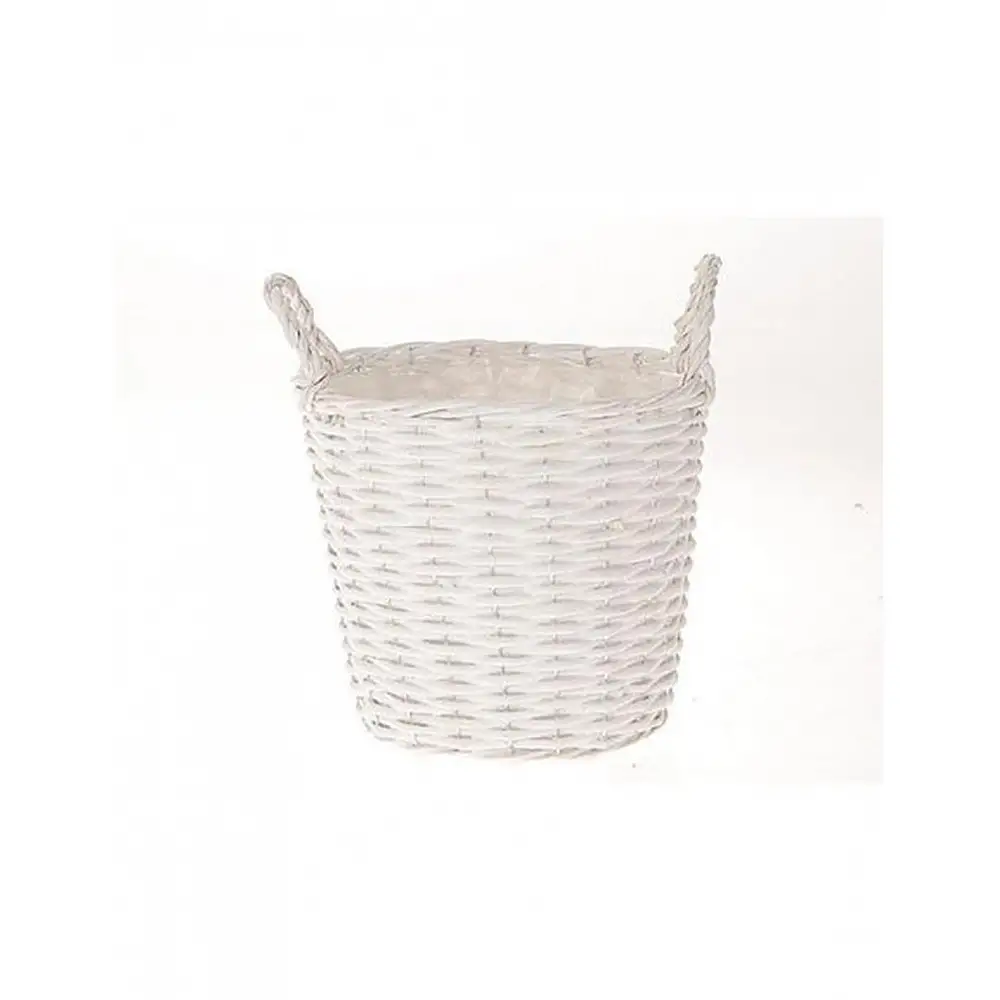 Καλάθι ψάθινο λευκό/νάυλον Φ20,5 Η16cm