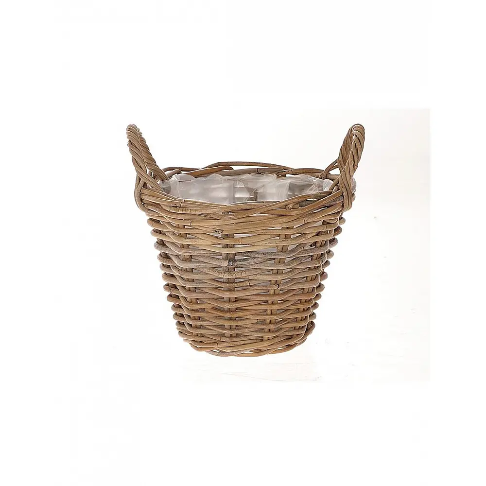 Καλάθι ψάθινο φυσικό/νάυλον Φ25 Η19cm