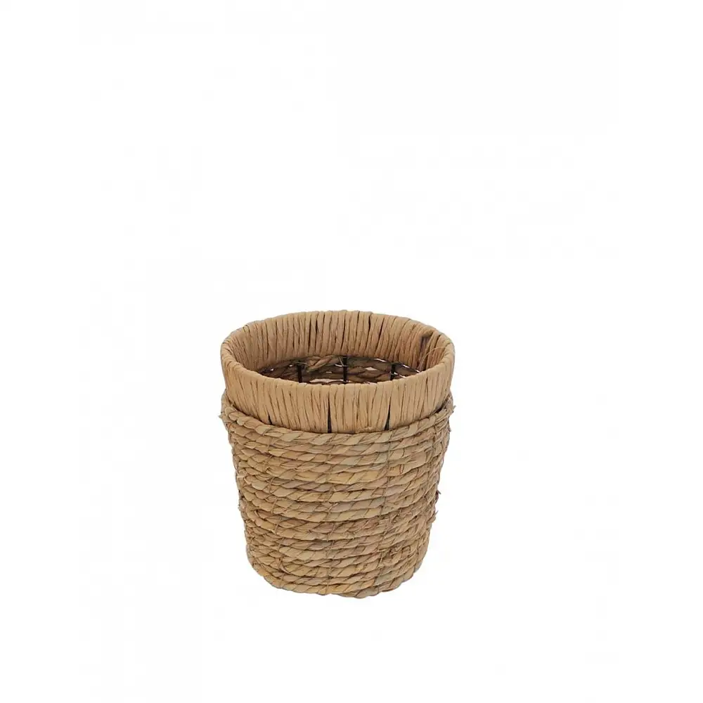 Καλάθι ψάθινο φυσικό/μεταλλικό σκελ.  Φ20Η20cm