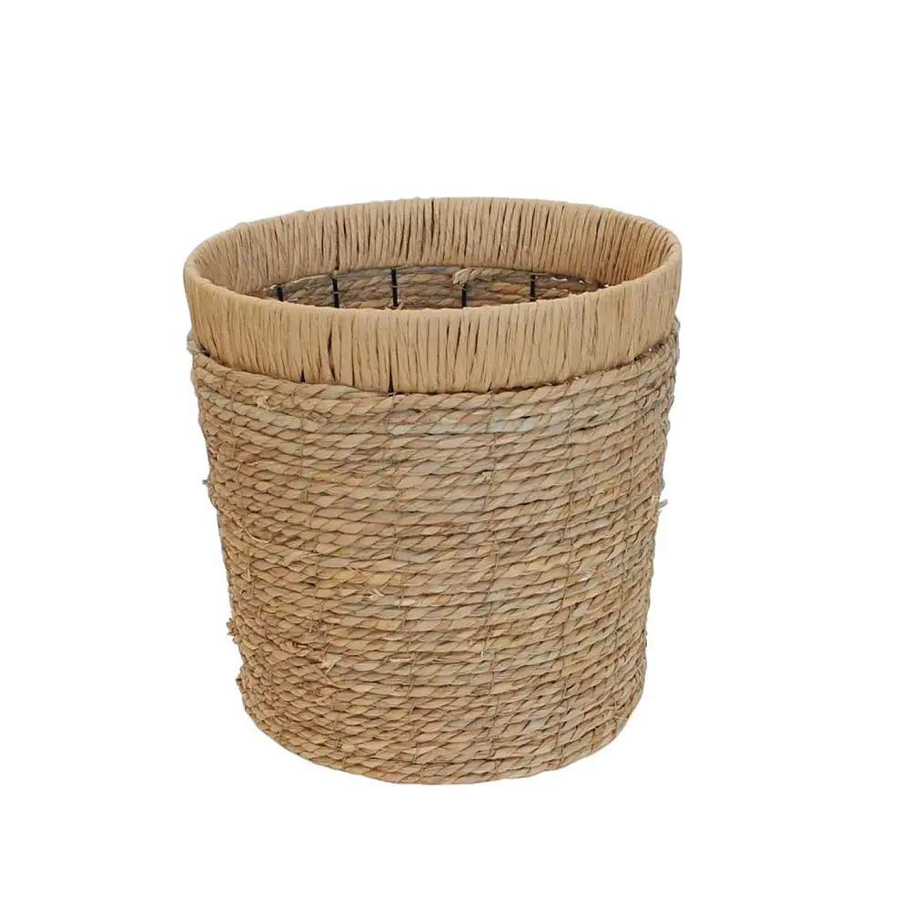 Καλάθι ψάθινο φυσικό/μεταλλικό σκελ.  Φ35Η35cm