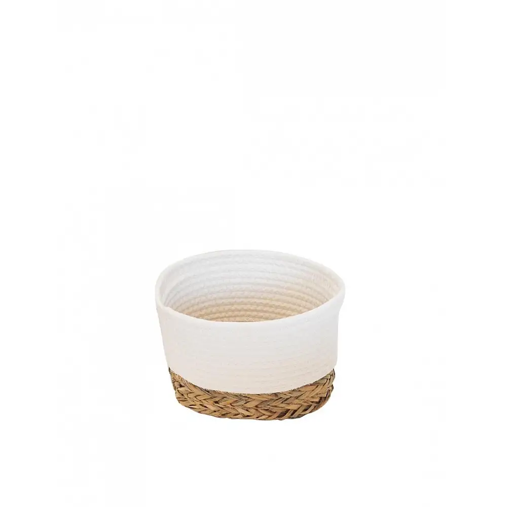 Καλάθι ψάθινο φυσικό βαμβακερό λευκό 23/19xΗ15cm
