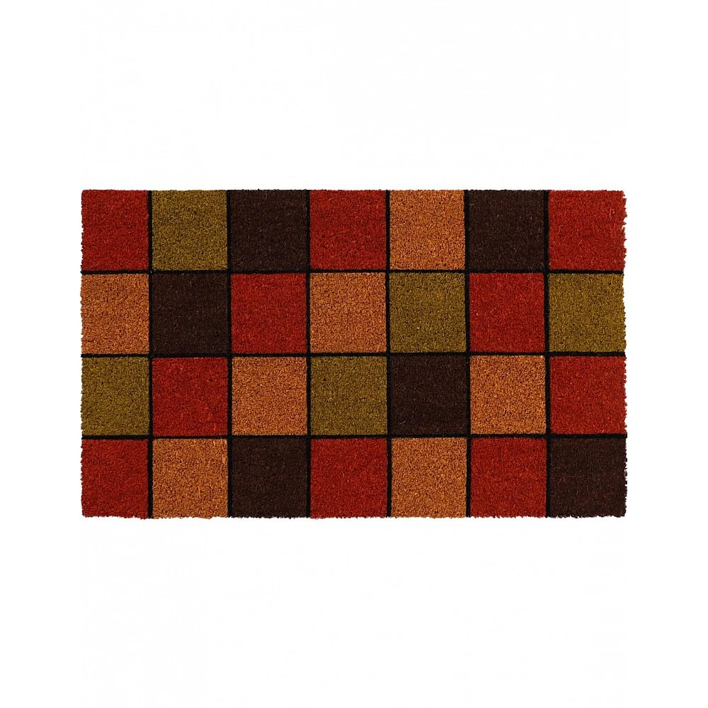 Ποδόμακτρο κοκοφ. /PVC σχέδιο/α checked orange 45X75cm
