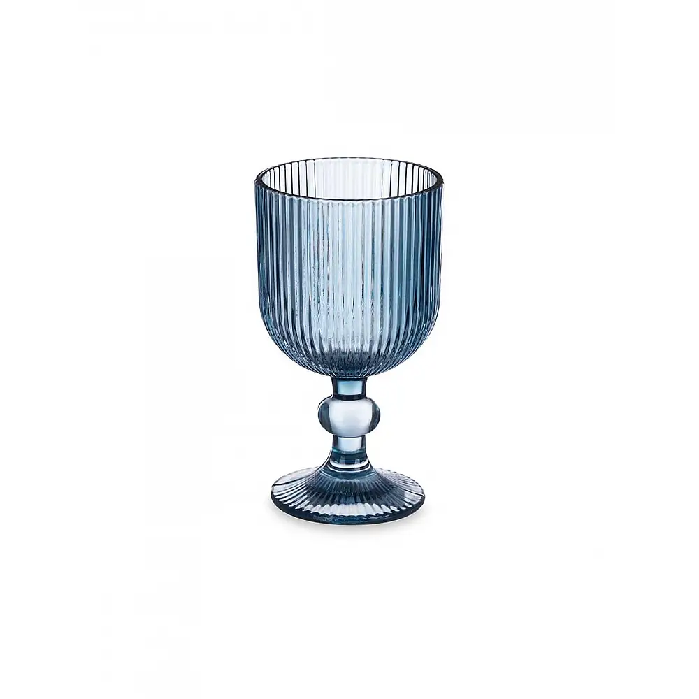 Ποτήρι νερού με πόδι ριγωτό μπλε 370ml/8,7x16,3cm