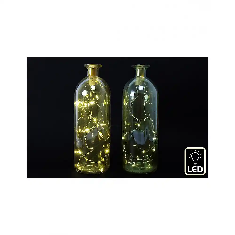 Μπουκάλι / κηροπήγιο γυάλινο με LED Φ9x26cm
