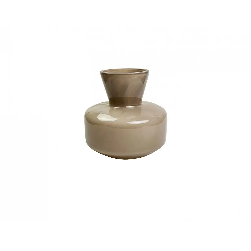 Βάζο γυάλινο  γαλακτ. καφέ Φ15,5Η16cm