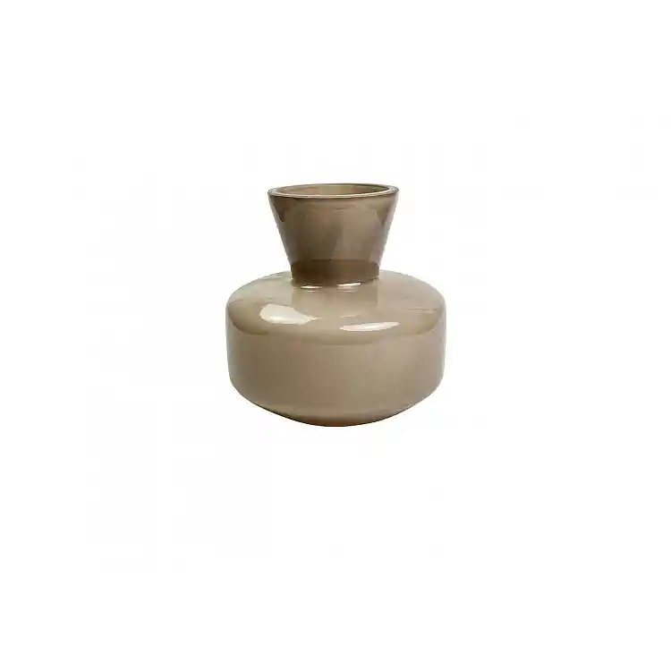 Βάζο γυάλινο  γαλακτ. καφέ Φ15,5Η16cm